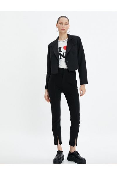 Koton Leggings Pantaloni cu detaliu cu fanta, talie inalta, talie elastica