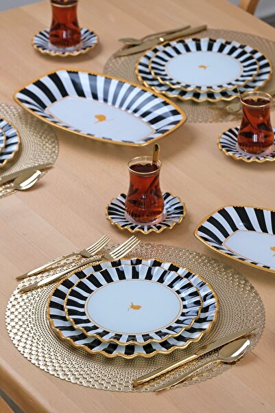 Glore Line 27 Parça 6 Kişilik Pasta Servis Takımı