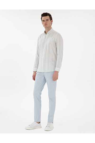 Pierre Cardin Açık Mavi Slim Fit Yazlık Kanvas Pantolon 50305450-VR003