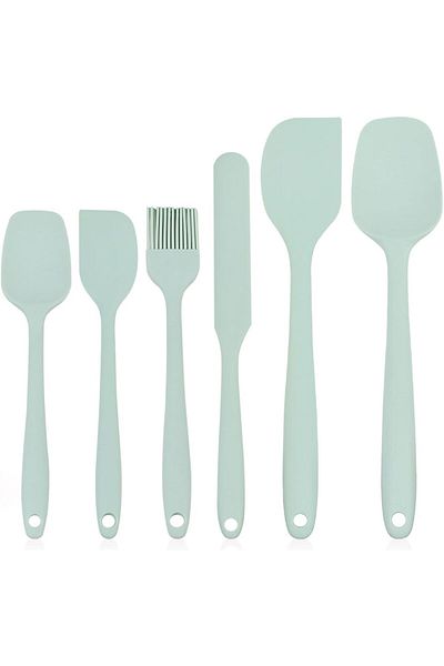 COOYA 6-Piece Silicone Spatula Set, Food Grade Kitchen Utensils, Utensils for Cooking, Baking(Green)