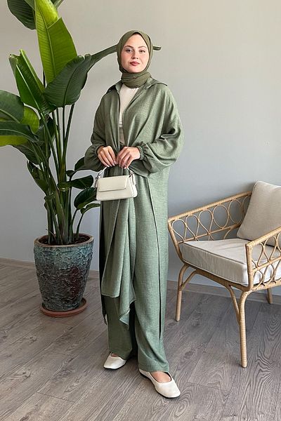InStyle Set dublu casual mentă cu fante