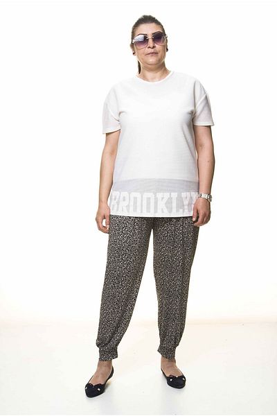 Moday Women's Large Size Patterned Summer Baggy Trousers 13d-3095