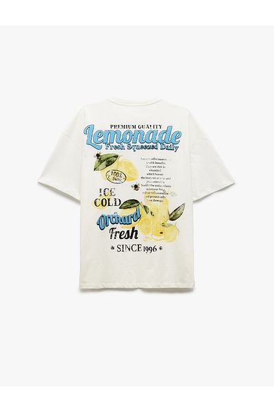 Koton Short Sleeve Relaxed Fit Cotton Crew Neck Back Printed T-Shirt