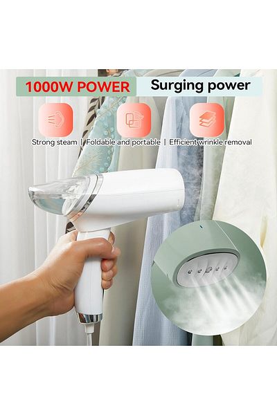COOYA Steamer iron, Portable Foldable Handheld, Fast Heat-up,  Fabric Wrinkle Remover, Brush,water cup