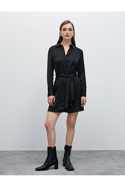 Koton Rochie camasa mini cu centura din satin