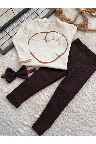 BAHNUR BEBEK ÇOCUK KALPLi BLUZ BODY TAYT BANDANA SETi TAKIMI