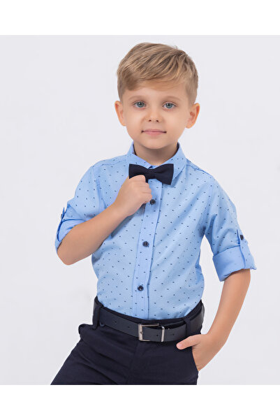DAZZLEDKİDS Leaf Patterned Shirt and Bow Tie Boy's Suit