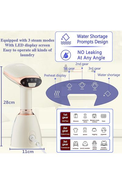 COOYA Steam Iron, 1500W 3 Speeds Steam with LED Display, 15s Heat-up, 280ml Water Tank for Travel Home