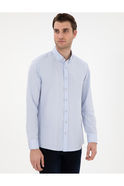 Pierre Cardin Açık Mavi Regular Fit Oxford Gömlek Uzunkol 50304764-VR003
