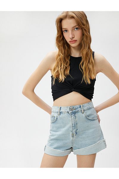 Koton Crop žebrovaný atletický uzel s detailním krkem