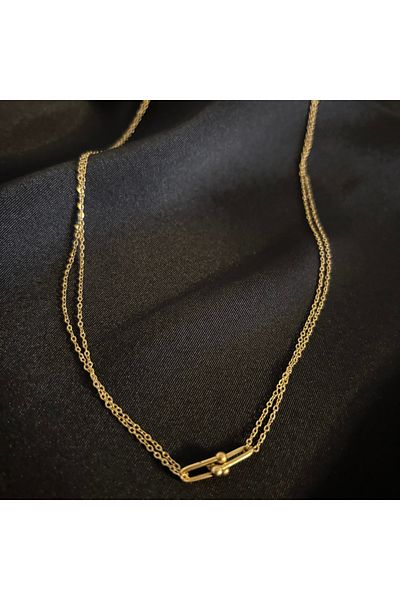 Zeyn Tffny Model Gold Steel Necklace