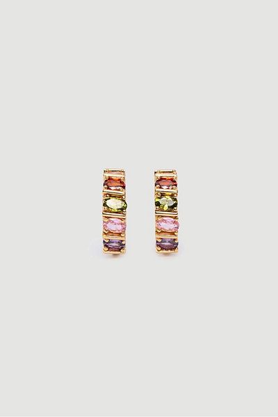 Gusto Colorful Stone Gold Earrings - Gold