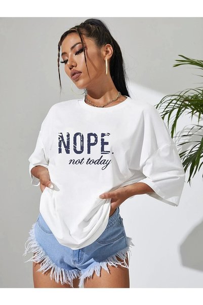 WNWGKN Trendpunky Unisex Black Nope Printed Oversize T-shirt