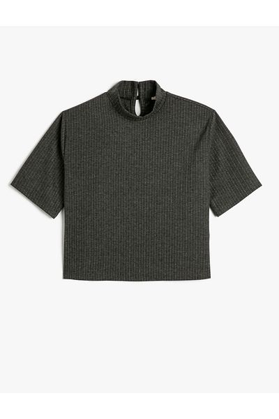 Koton Tricou cu mânecă scurtă, guler ridicat, amestec de viscoză