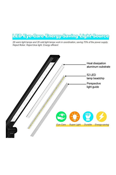 COOYA LED Desk Lamp,with USB Ports,3 Brightness with Small Night Light,for bedroom,offices