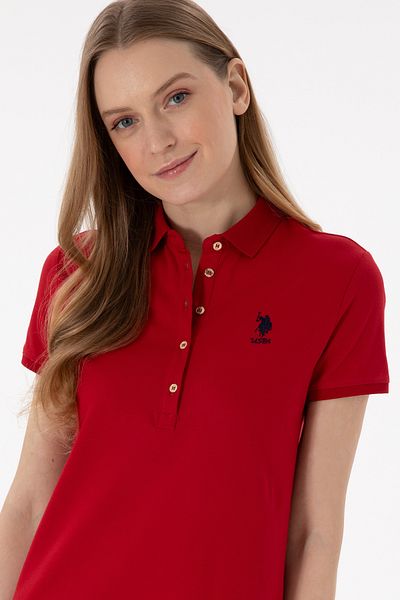 U.S. Polo Assn. Women's Red Polo Neck Mini Length Knitted Dress 50300881-Vr171
