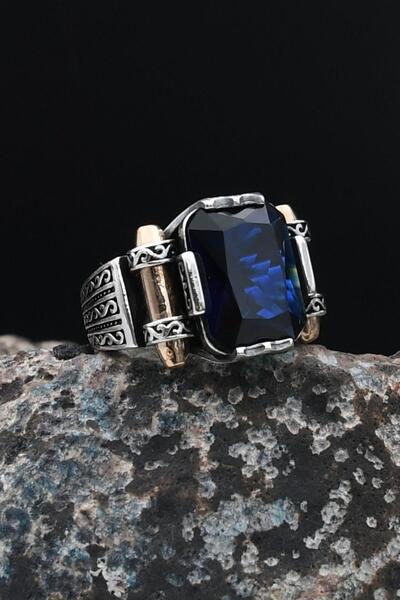 Prestige 925 Ayar Gümüş Lacivert Baget Taşlı "Şah Cihan" Yüzüğü