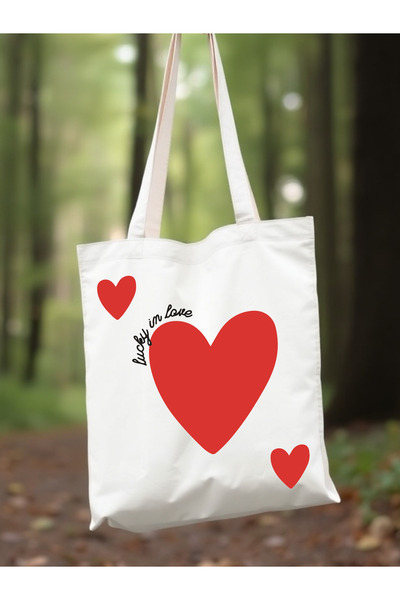 Cemira Lucky in Love Canvas Rips Thick Tote Bag Cloth Bag, Pinterest Bag, Book Bag