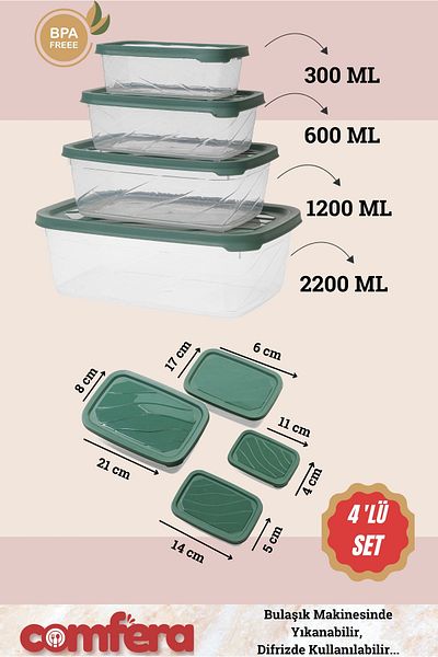 BAGER MARKET Practical Meal Container, Freezer and Freezer Container - Microwave Safe