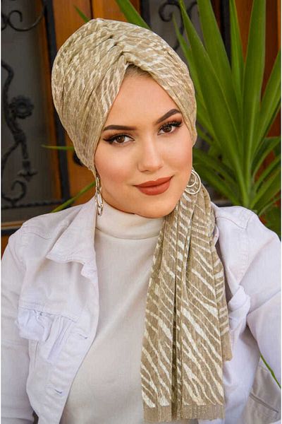 Aişe tesettür Gold Lace Gathered Wrapped Bonnet-41000