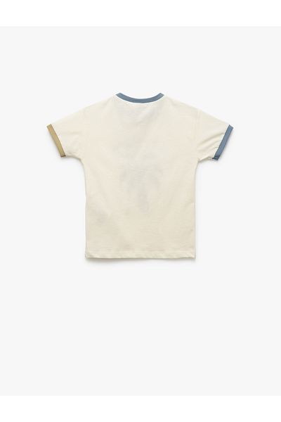 Koton Palm Embroidery Detailed Short Sleeve Crew Neck Cotton T-Shirt