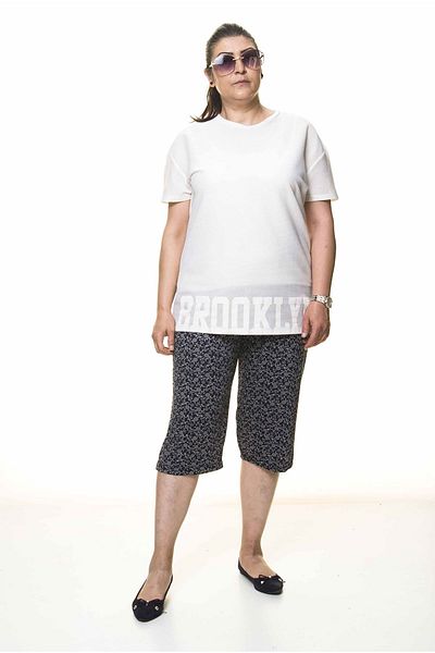 Moday Women's Large Size Navy Blue Summer Capri Pants 6c-4001