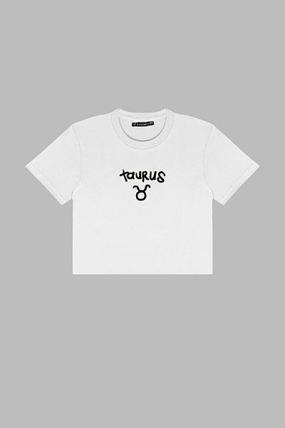 Sekizbiraltı Λευκό Crop Top με στάμπα Taurus