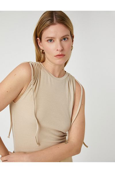Koton Crop T-Shirt Αμάνικο Shoulder Gather Αναλυτικά