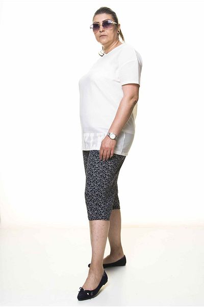 Moday Women's Large Size Navy Blue Summer Capri Pants 6c-4001