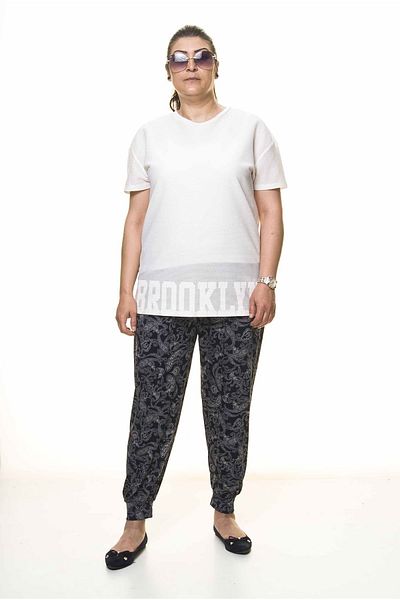 Moday Women's Large Size Patterned Summer Baggy Trousers 11d-3098