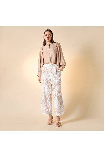 Iconic Iconic Foil Print Wide Leg Pants with Pockets