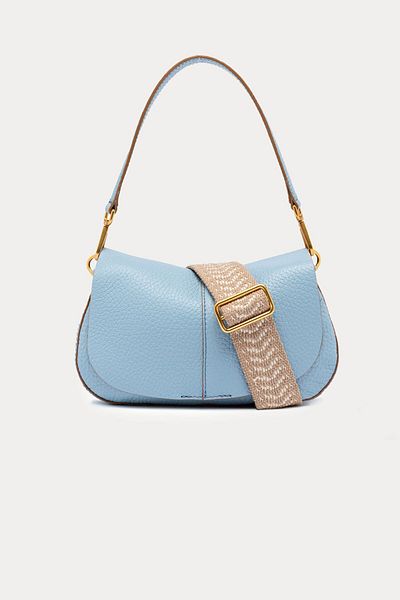 GIANNI CHIARINI Helena Round Wide Strap Leather Shoulder Bag