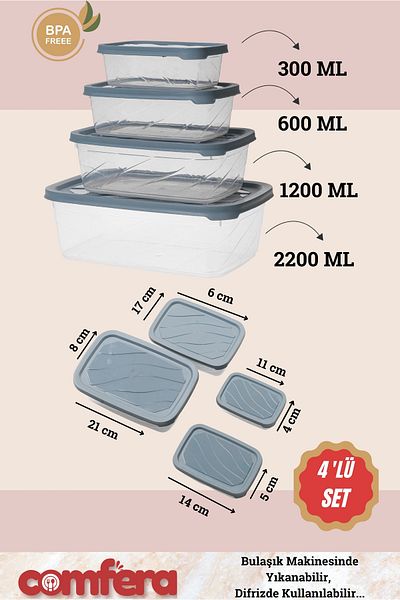 BAGER MARKET Practical Meal Container, Freezer and Freezer Container - Microwave Safe