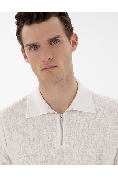 Pierre Cardin Μπλουζάκι Ecru Slim Fit 50302586-VR019
