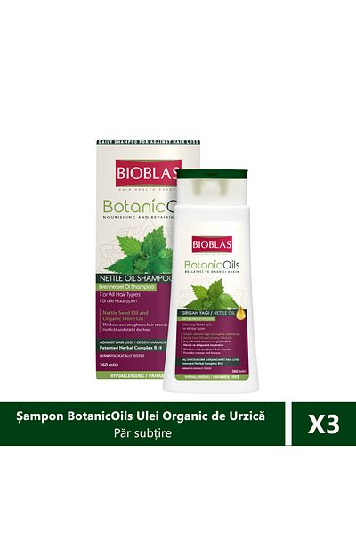 Bioblas Bioblas Nourishing and Repairing Shampoo Organic Nettle Oil, 360ml X 3 pieces