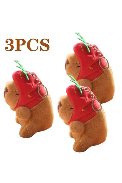 Choice Strawberry-3pcs 1-20pcs Cartoon Capybara Pendant Plush Toy Doll Bag Hanging Ornament Cute Kapila Key