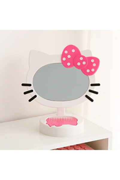 Livava Hello Kitty Taraklı Masaüstü Ayna, Beyaz, 21×20-