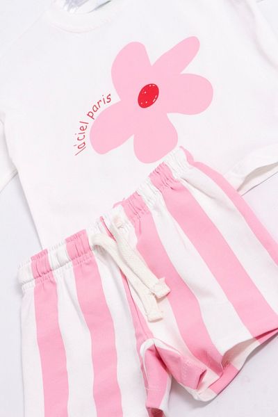 Daisy Dolly طقم شورت مخطط بطبعة زهور للفتيات