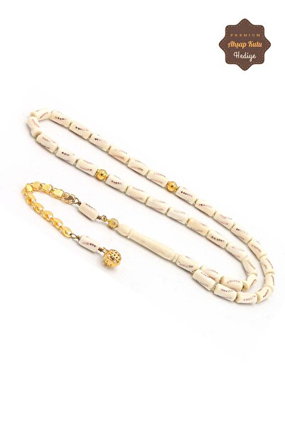 Midyat Nurtaş Gümüş 14 Ayar Altın Püsküllü Altın İşlemeli Kapsül Orijinal Fil Dişi Tesbih 201023809