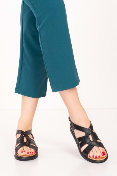 Gondol Kadın Hakiki Deri Günlük Rahat Sandalet Anl.3211