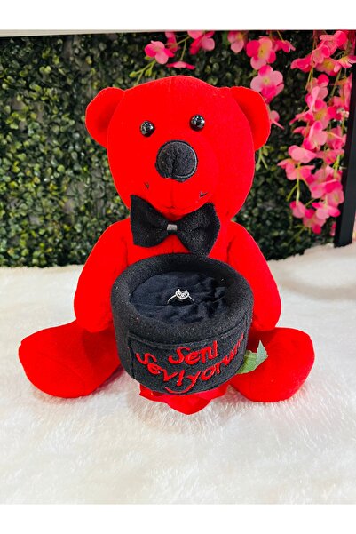 HEDİYEVİM Yüzük Kutulu Güllü Peluş Ayıcık + Yüzük