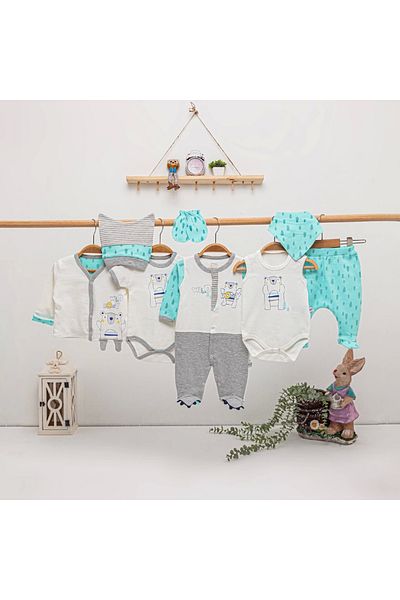 imajbebe Teddy Bear Men's 8 Piece Bodysuit Set