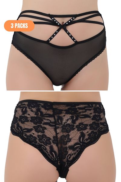 Merry Secret's Chiloți de damă, 3 piese, decoltați, cu frânghie încrucișată