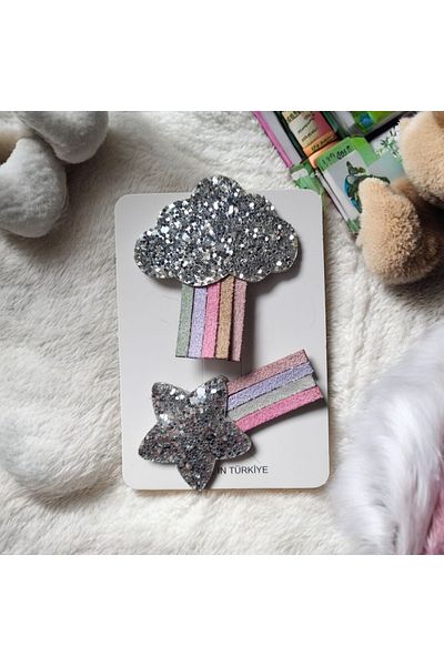 damlakidsmoda Baby Girl 2 Pack Cloud Star Barrette με τρίχες χωρίς τρίχες