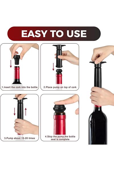 fulina Wine Opener, ABS material,with 2 Stoppers,Keep Wine Stay Fresh,for Wine Lovers