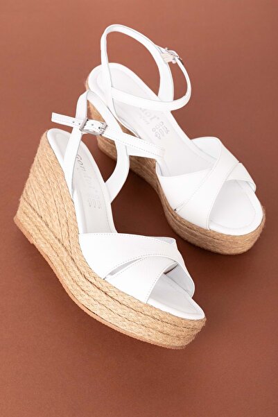 Gondol Kadın Hakiki Deri Dolgu Topuk Platform Sandalet Ell.5044