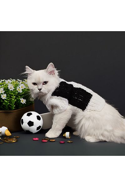Lady Fify Black and White Wool Sweater for Cat Dog