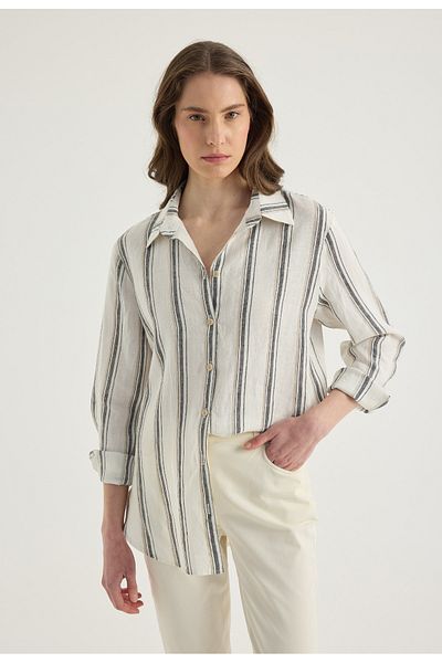 Masha Kate Linen Striped Shirt