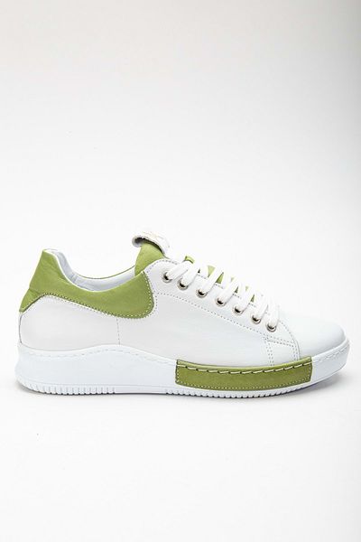 ANALİN SHOES Pantofi de damă alb/verde fistic - piele naturală, cu șireturi
