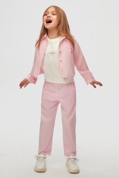 NK 04-08 РОКІВ ДІВЧАТКА РОЖЕВА СОРОЧКА І ШТАНИ - РОЖЕВА